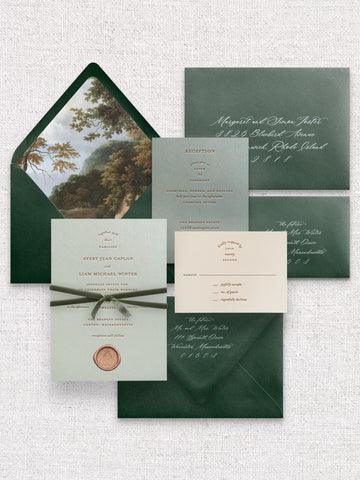 Intaglio Invitation Suite | Forest Green | Foil